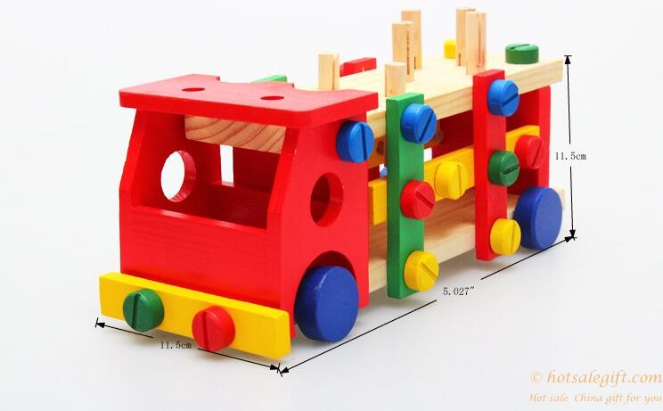 hotsalegift wood puzzle toy wooden play disassembly tool cart assembling nut screw car 3