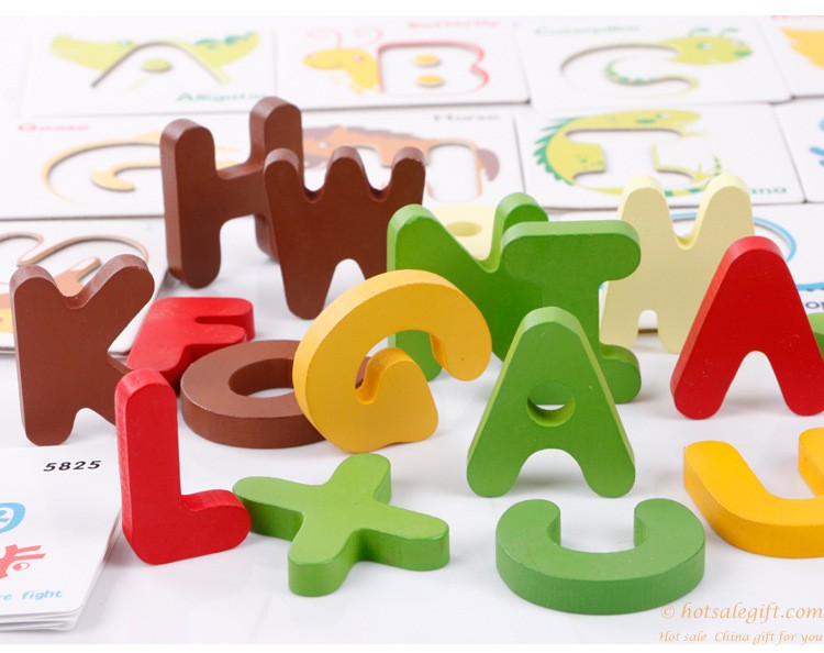 hotsalegift wooden early education kindergarten learning toys english alphabet puzzle toy animal cognition card design children 5