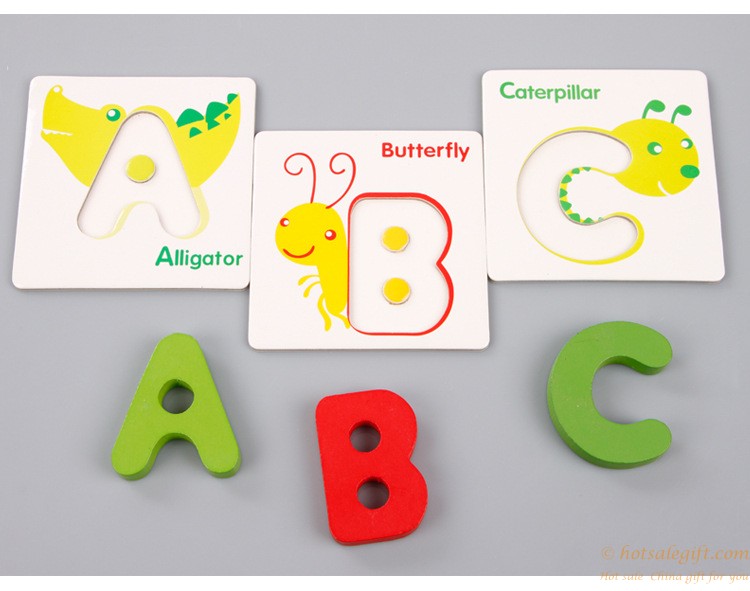 hotsalegift wooden early education kindergarten learning toys english alphabet puzzle toy animal cognition card design children 7