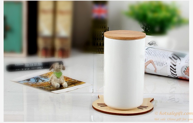 hotsalegift beautifully cute ceramic cup creative coffee mug milk cup wooden cover 5
