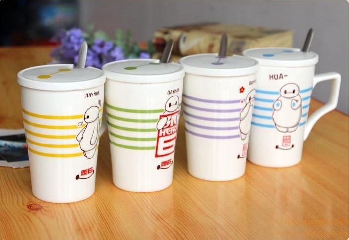 hotsalegift big hero design ceramic mug lid spoon 4