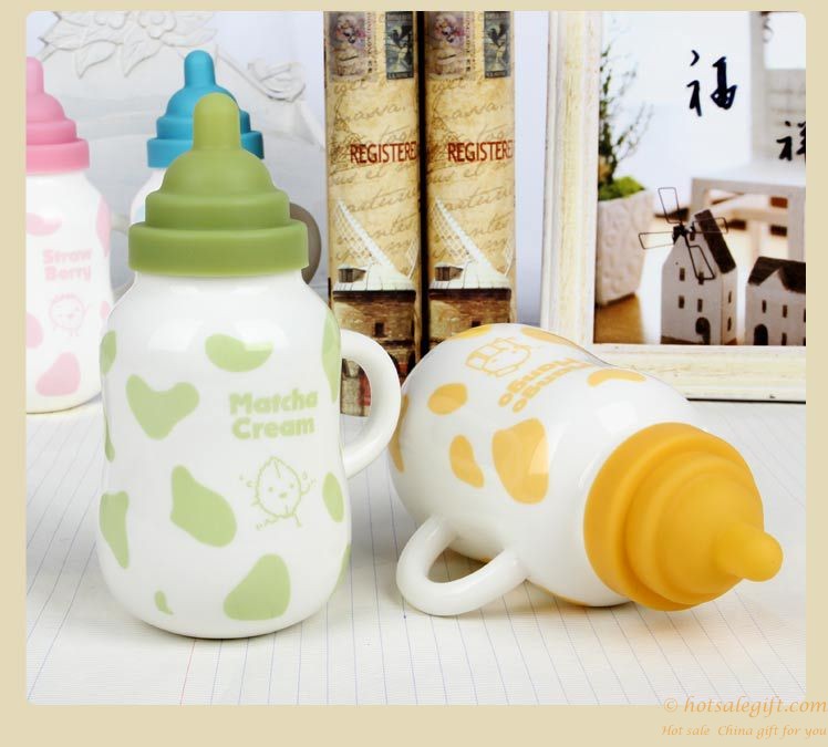 hotsalegift ceramic milk mug bottle silicone pacifier 3