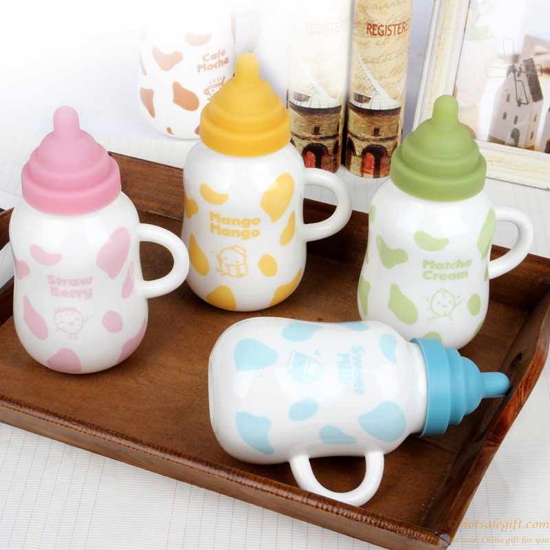 hotsalegift ceramic milk mug bottle silicone pacifier 6