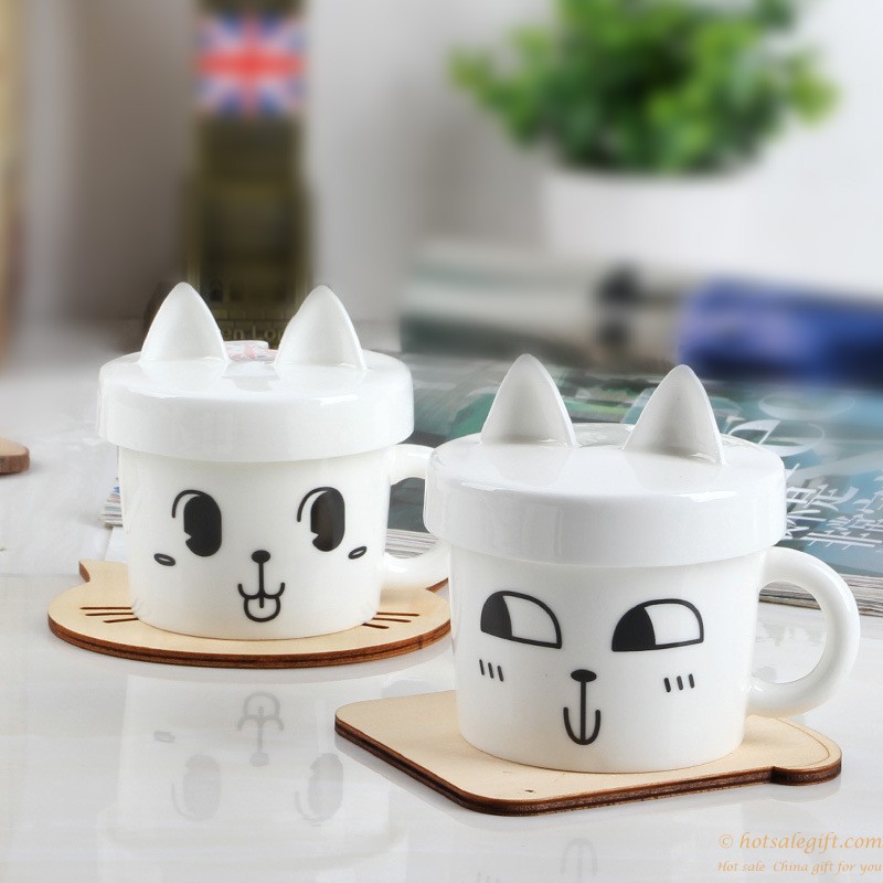 hotsalegift cute cartoon design ceramic mug lovely design spoon 1