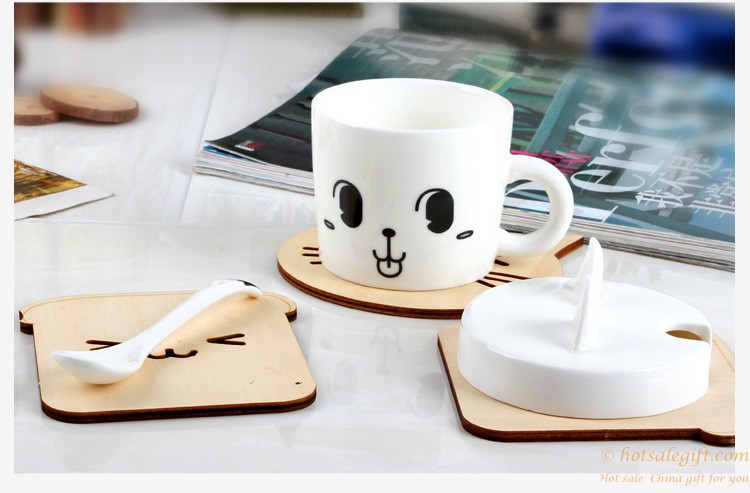 hotsalegift cute cartoon design ceramic mug lovely design spoon 2