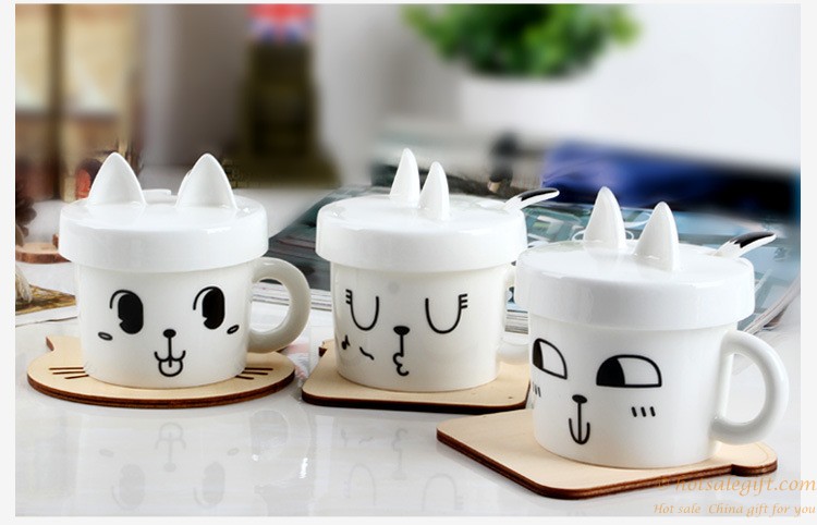 hotsalegift cute cartoon design ceramic mug lovely design spoon 3