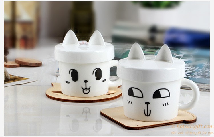 hotsalegift cute cartoon design ceramic mug lovely design spoon 4