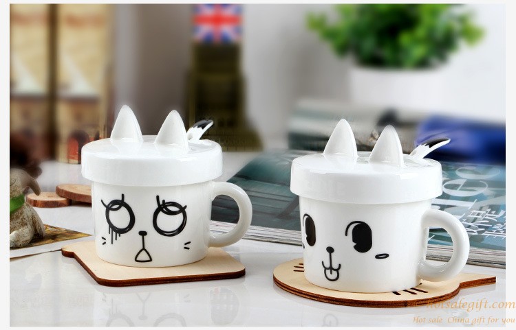 hotsalegift cute cartoon design ceramic mug lovely design spoon
