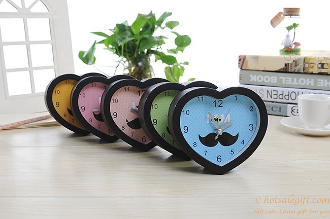 hotsalegift cute mustache hearts plastic alarm clock office 1