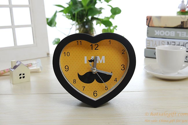 hotsalegift cute mustache hearts plastic alarm clock office 2