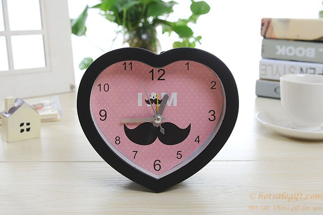 hotsalegift cute mustache hearts plastic alarm clock office 4