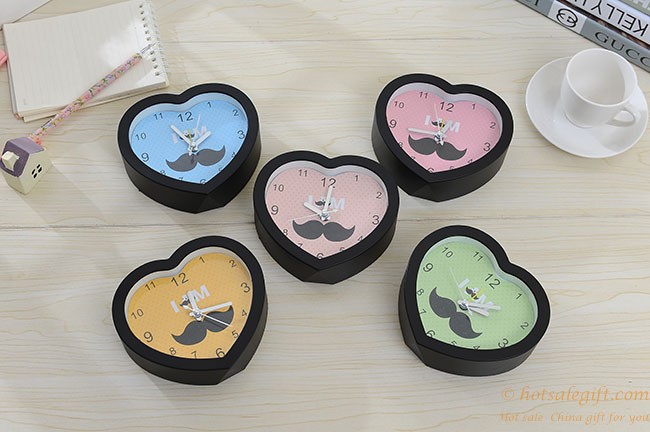hotsalegift cute mustache hearts plastic alarm clock office 5