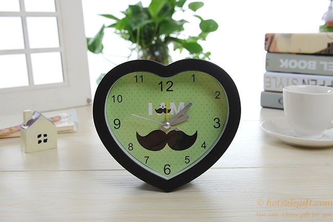 hotsalegift cute mustache hearts plastic alarm clock office 8