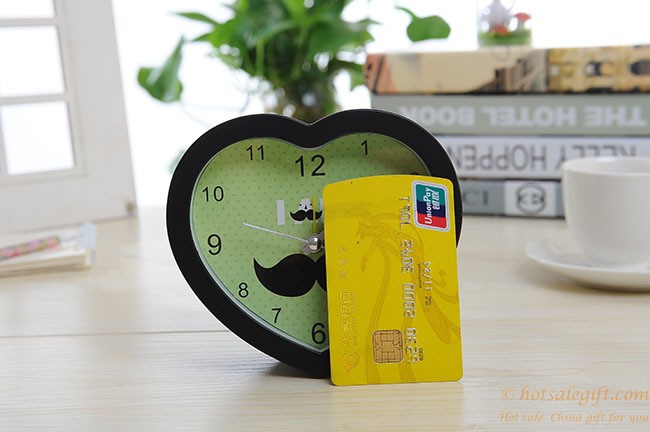 hotsalegift cute mustache hearts plastic alarm clock office