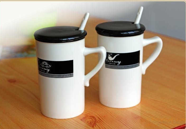 hotsalegift fashion ceramic mug set lid spoon 4