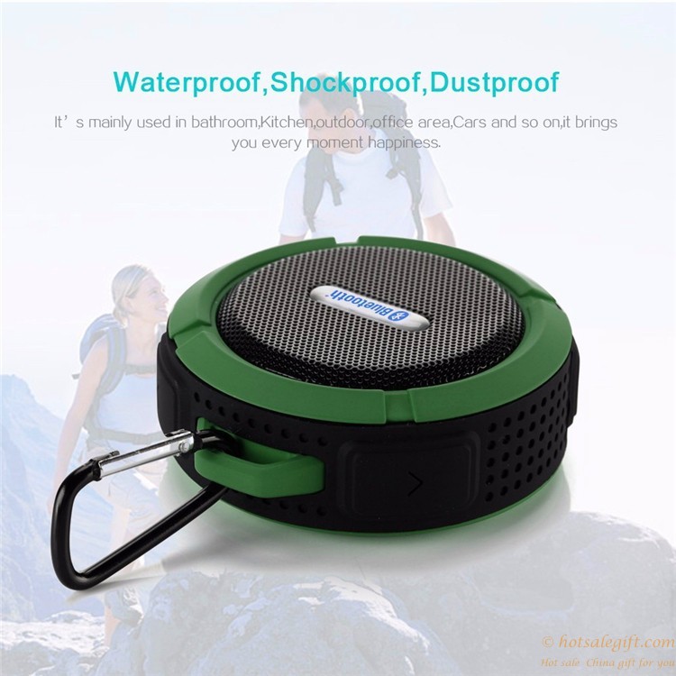 hotsalegift ip65 waterproof sports cards hanging buckle small bluetooth stereo speaker 6