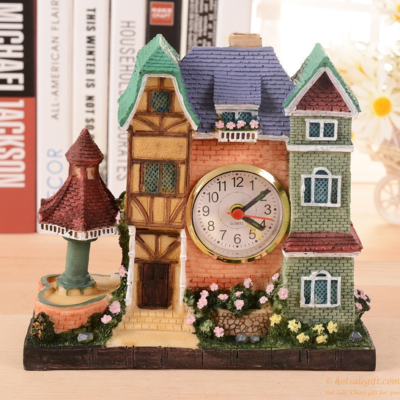 hotsalegift resin crafts european architectural creativity alarm clocks