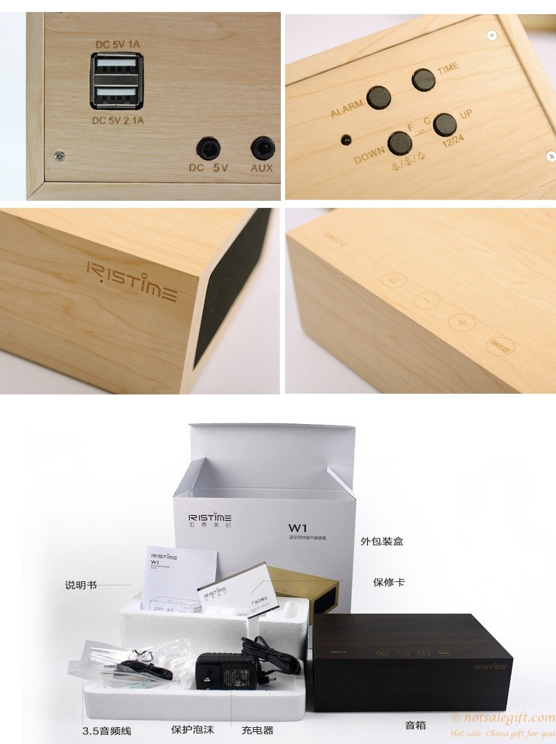 hotsalegift wooden nfc bluetooth speaker home stereo builtin mic support aux input hands free speaker 1