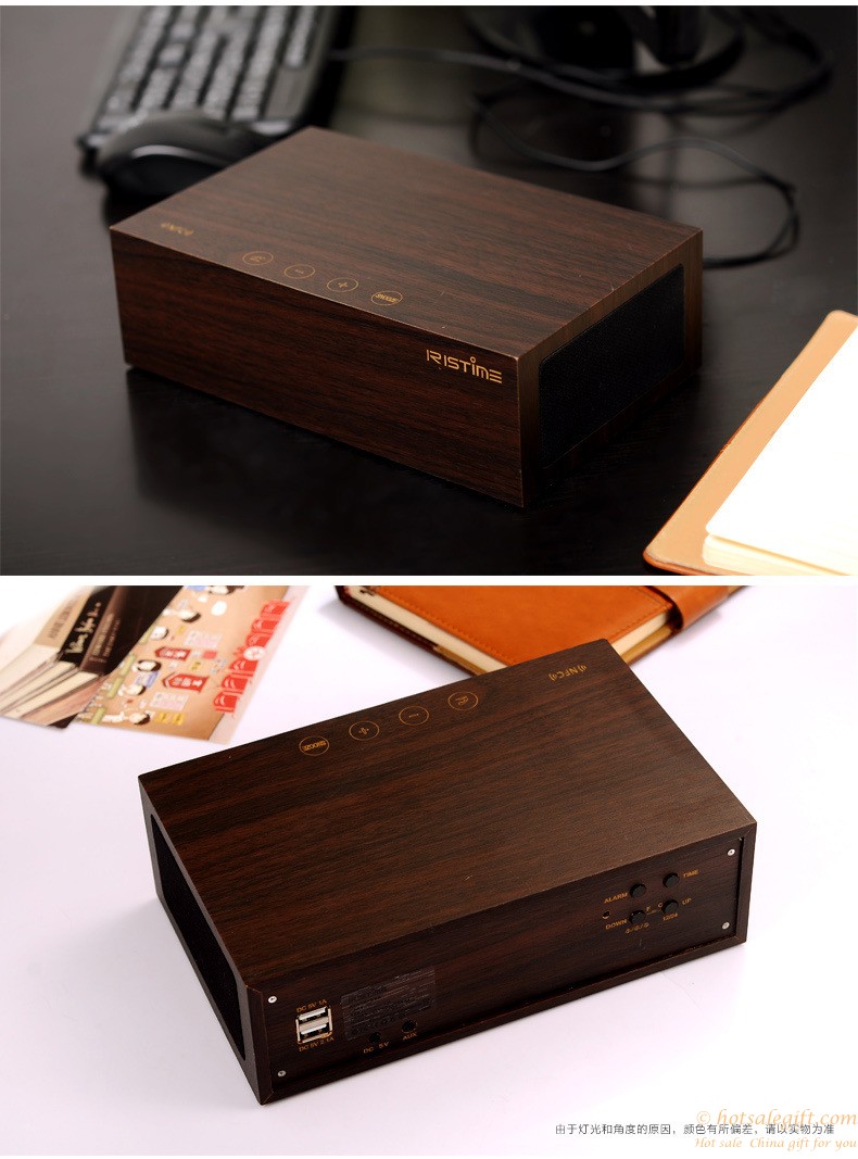 hotsalegift wooden nfc bluetooth speaker home stereo builtin mic support aux input hands free speaker 2
