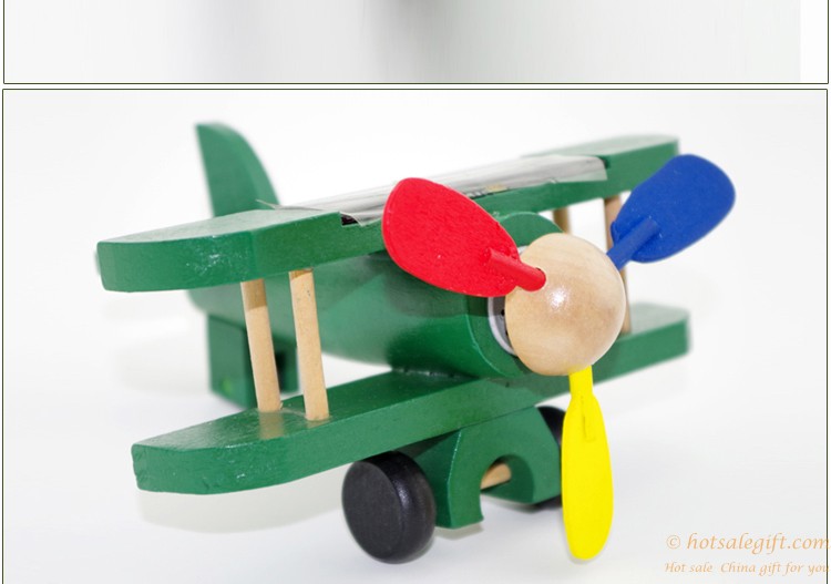 hotsalegift creative novelty toys children solar solar wooden biplane propeller aircraft model 4