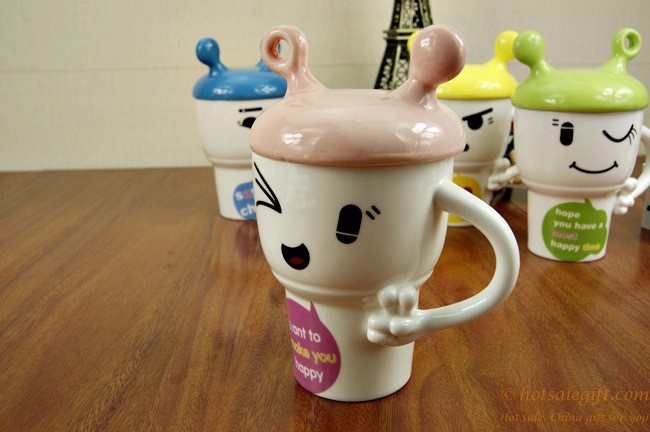 hotsalegift cartoon smiley girl creative ceramic cup water bottle 4
