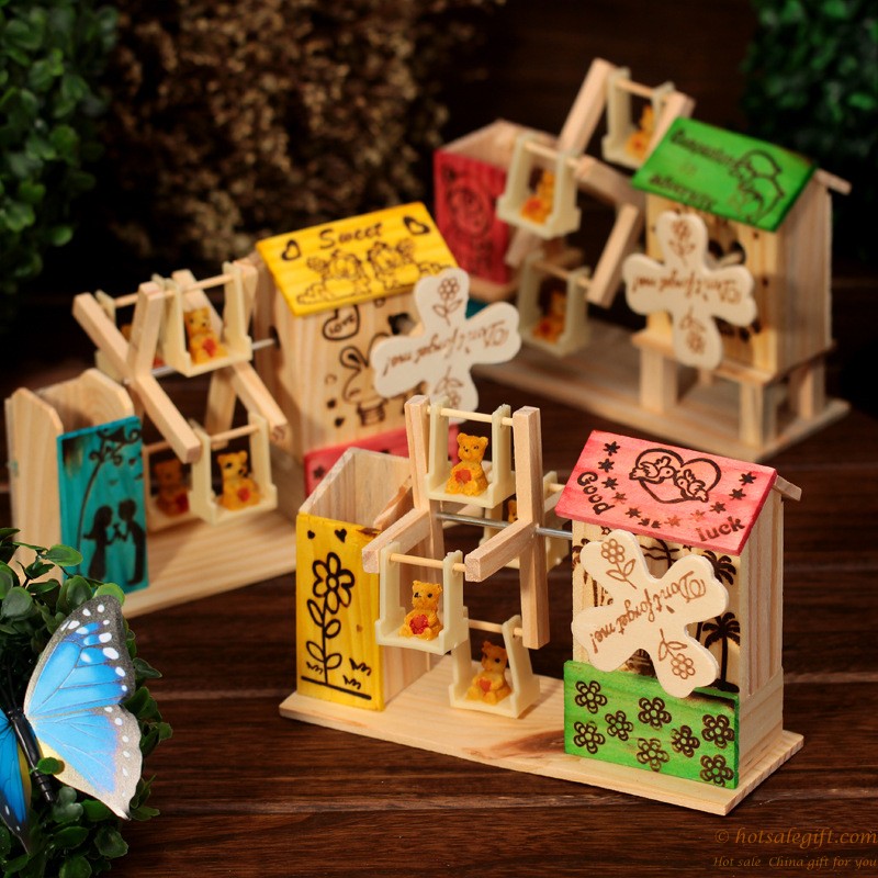 hotsalegift color wooden windmill music box wooden toys children 1