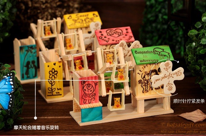 hotsalegift color wooden windmill music box wooden toys children 3