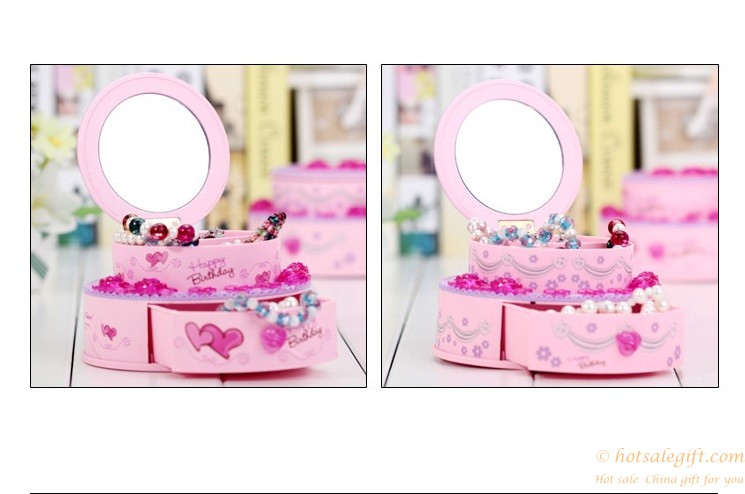 hotsalegift creative birthday cake shape music boxes jewelry box mirror 2