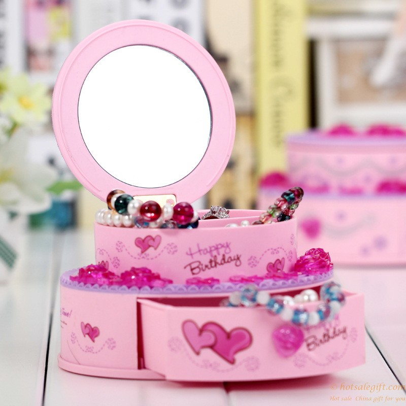 hotsalegift creative birthday cake shape music boxes jewelry box mirror 3