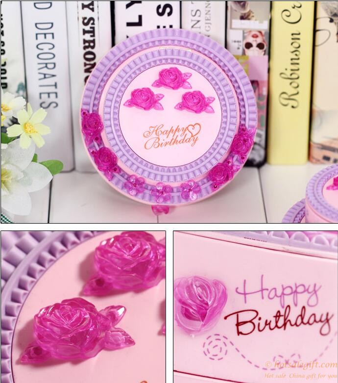 hotsalegift creative birthday cake shape music boxes jewelry box mirror 4
