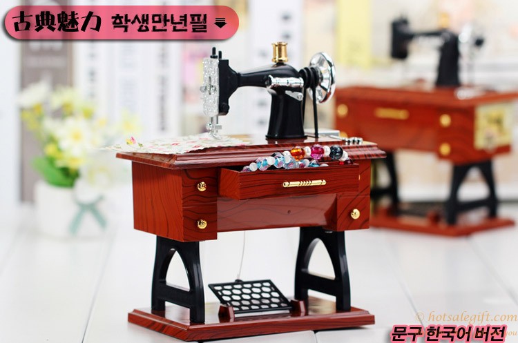 hotsalegift creative nostalgic sewing machine plastic music boxes