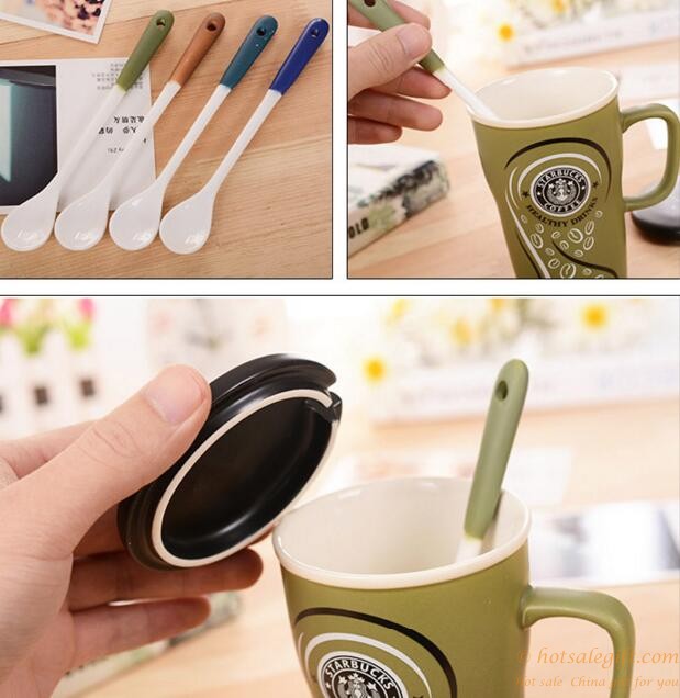 hotsalegift creative starbucks ceramic cup lid spoon 7