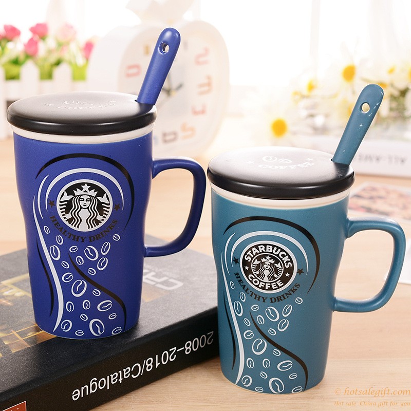 hotsalegift creative starbucks ceramic cup lid spoon