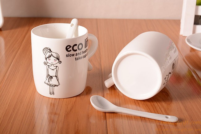 hotsalegift cute cartoon girl ceramic cups pair mugs 8