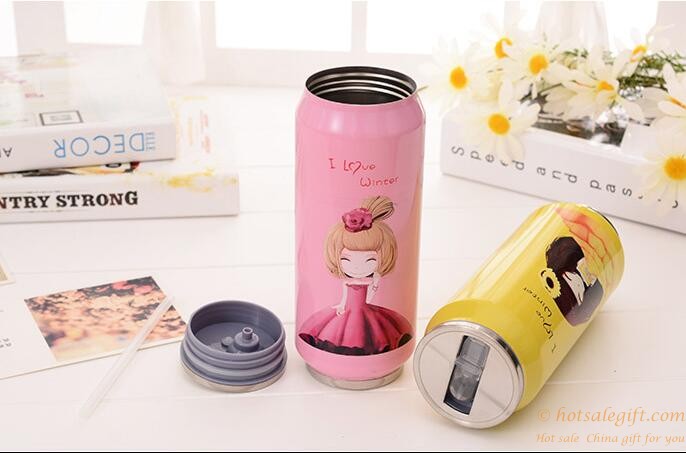 hotsalegift cute girl stainless steel cans mug water cup 1
