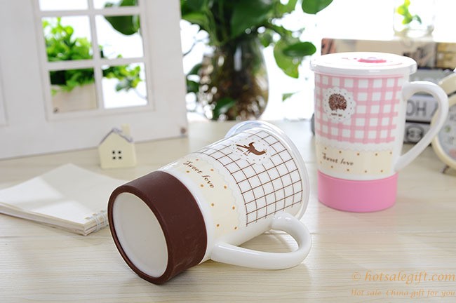 hotsalegift fashion ceramic cup water bottle nonslip rubber mat antihot design 4