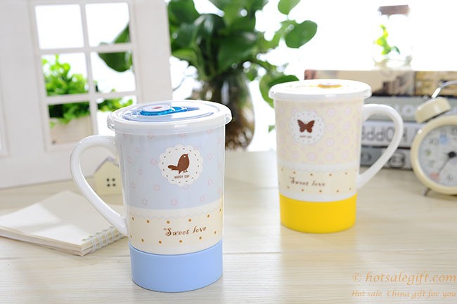 hotsalegift fashion ceramic cup water bottle nonslip rubber mat antihot design 5