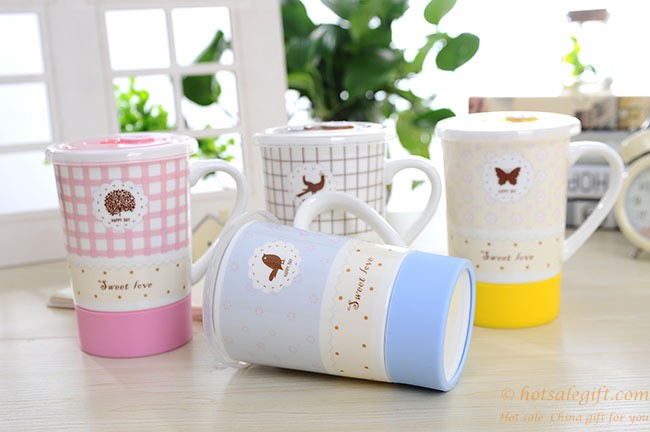 hotsalegift fashion ceramic cup water bottle nonslip rubber mat antihot design 8