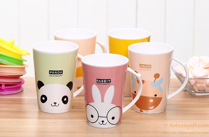 hotsalegift fresh fashion cartoon ceramic mug water cup straw 4