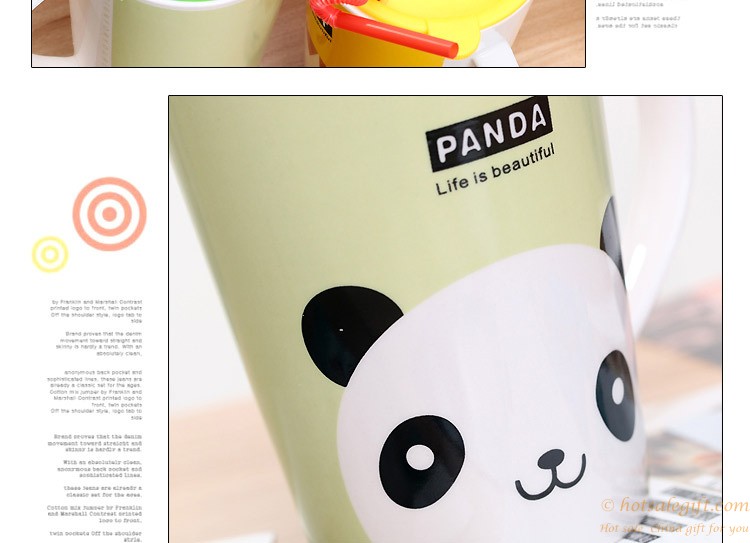 hotsalegift fresh fashion cartoon ceramic mug water cup straw 5