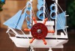 Mediterranean-style wooden sailing music box ornaments craft