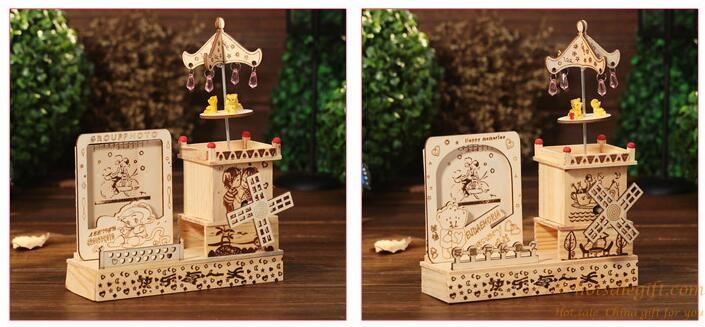 hotsalegift photo frame windmill wooden music box craft gift ornaments 6