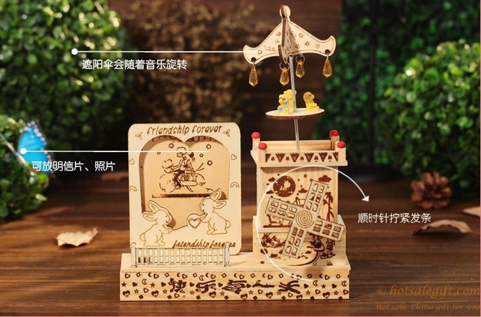 hotsalegift photo frame windmill wooden music box craft gift ornaments