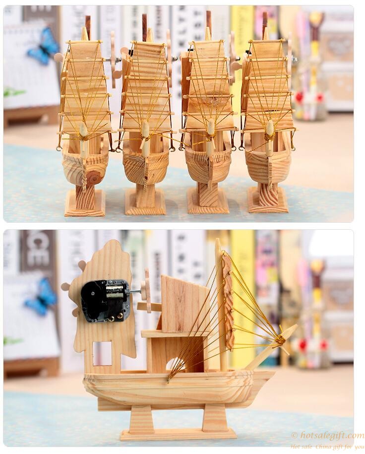hotsalegift wooden sailboat pen holder music boxes 5