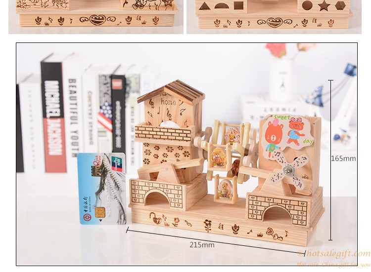hotsalegift wooden windmill castle music box 1