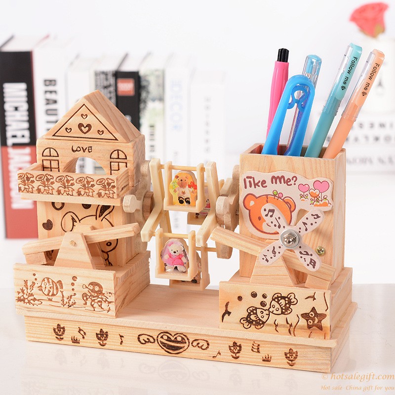 hotsalegift wooden windmill castle music box 2