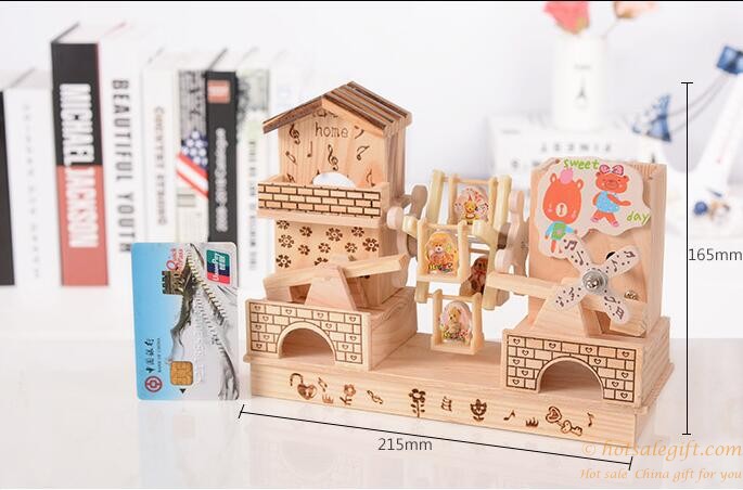 hotsalegift wooden windmill castle music box 4