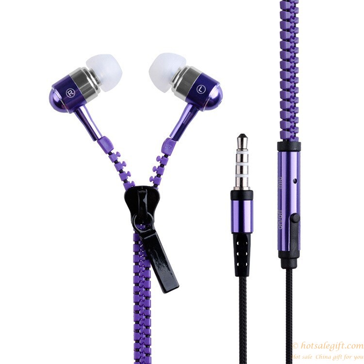 hotsalegift creative metal zipper ear headphones wire control phone call universal stereo