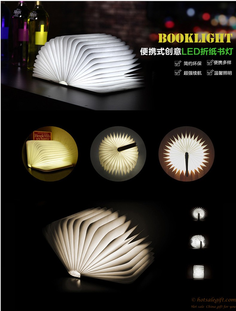 hotsalegift led night light book folding flip miniusb bedside lamp 4