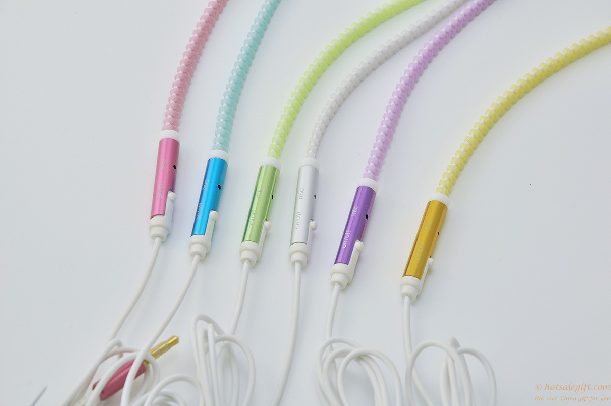 hotsalegift luminous metal zipper earphone headset highquality 3d surround wire call 3